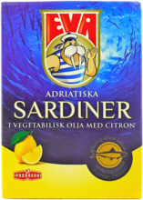 Sardiner i vegetabilisk olja med citron