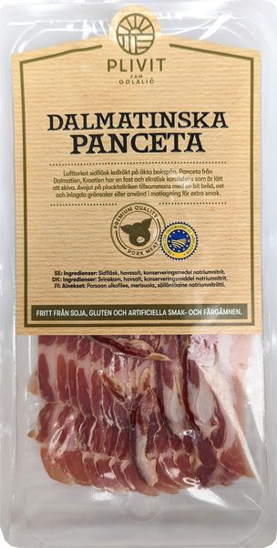 Pancetta Dalmatinsk skivad