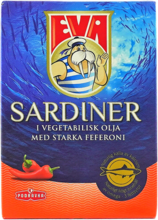 Sardiner i vegetabilisk olja med starka feferoni